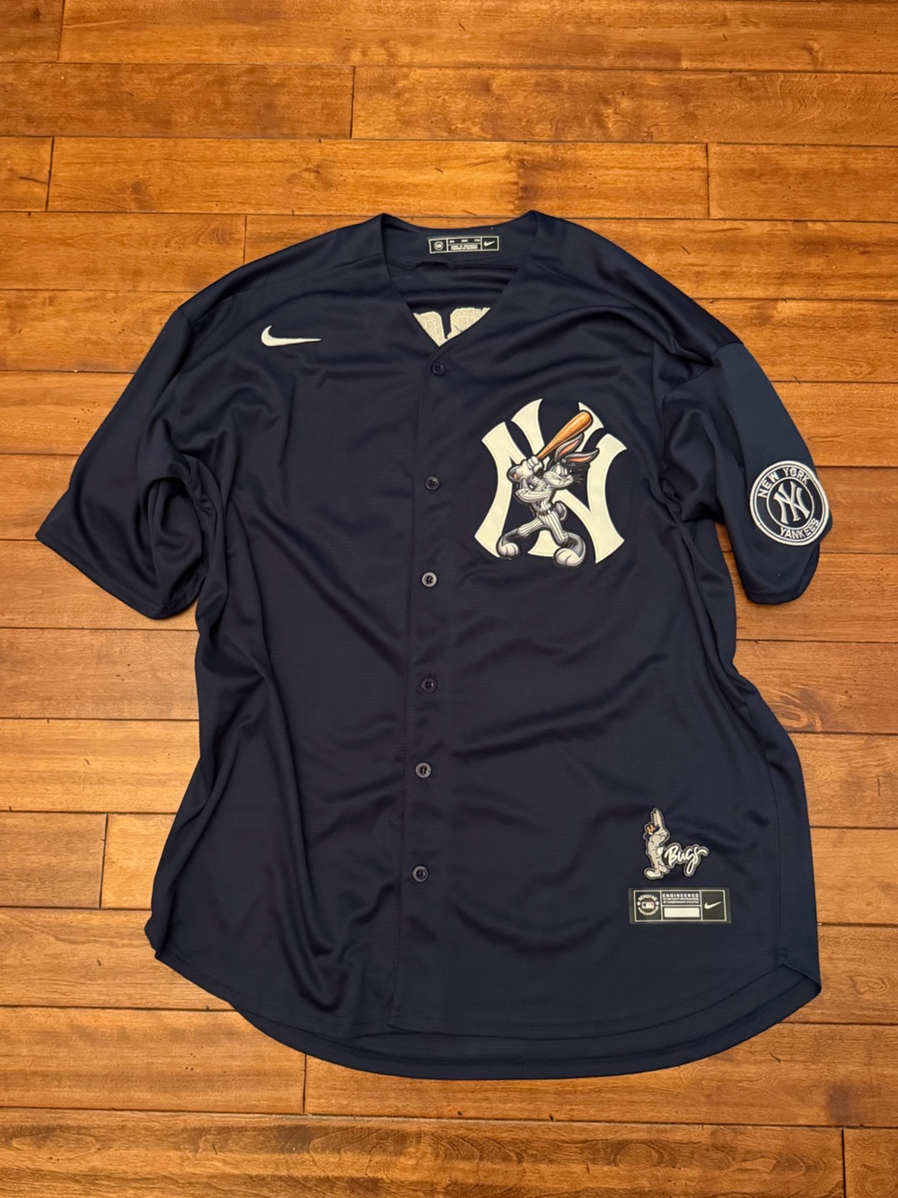 New York Yankees #99 Aaron Judge & Bugs BunnyMen's Nike Blue Baseball Jersey - Picture 3 of 4